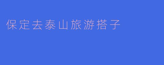保定去泰山旅游搭子