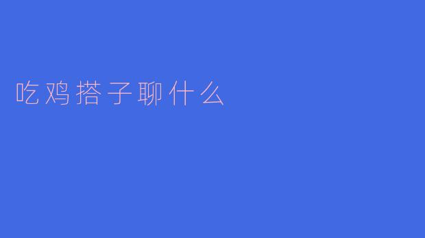 吃鸡搭子聊什么