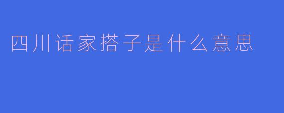 四川话家搭子是什么意思