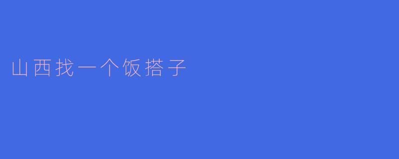 山西找一个饭搭子