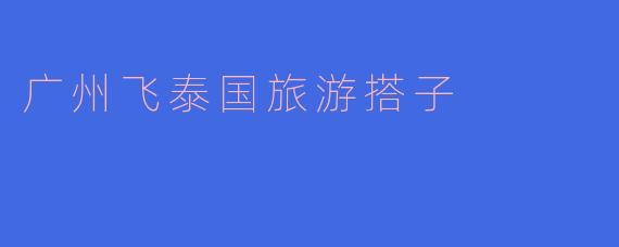 广州飞泰国旅游搭子