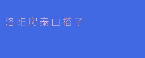 洛阳爬泰山搭子