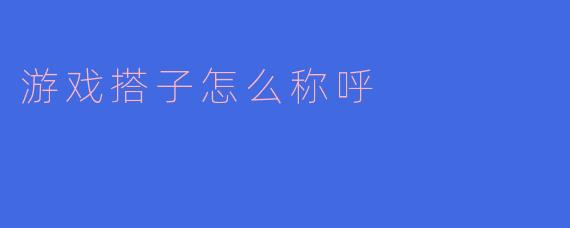 游戏搭子怎么称呼