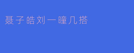 聂子皓刘一曈几搭