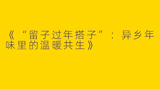《“留子过年搭子”：异乡年味里的温暖共生》