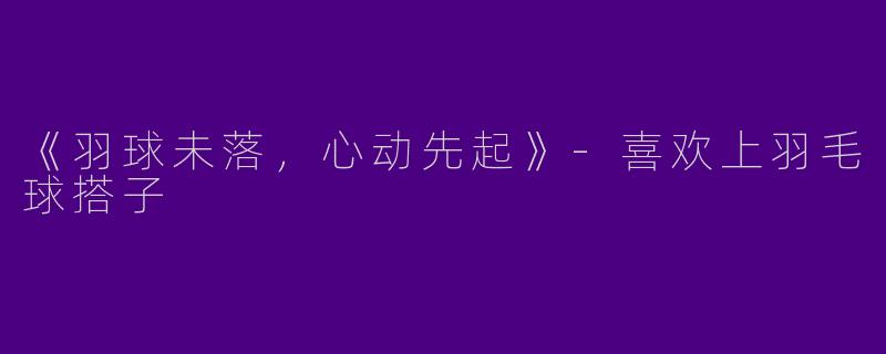 《羽球未落，心动先起》-喜欢上羽毛球搭子
