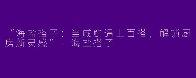 “海盐搭子：当咸鲜遇上百搭，解锁厨房新灵感”-海盐搭子
