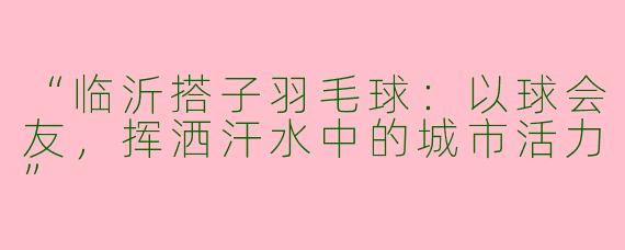 “临沂搭子羽毛球：以球会友，挥洒汗水中的城市活力”