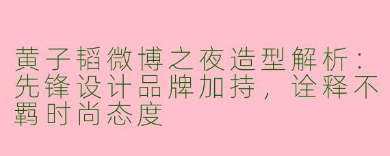 黄子韬微博之夜造型解析：先锋设计品牌加持，诠释不羁时尚态度