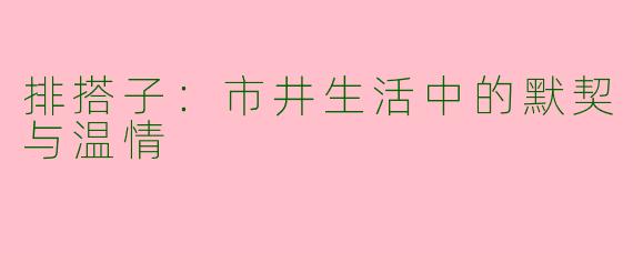 排搭子：市井生活中的默契与温情