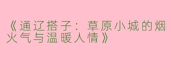 《通辽搭子：草原小城的烟火气与温暖人情》