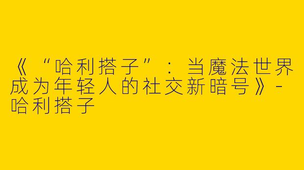 《“哈利搭子”：当魔法世界成为年轻人的社交新暗号》-哈利搭子