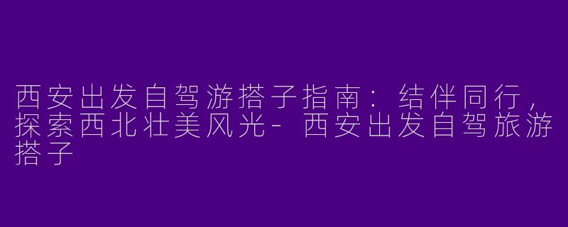 西安出发自驾游搭子指南：结伴同行，探索西北壮美风光-西安出发自驾旅游搭子