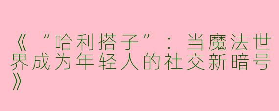 《“哈利搭子”：当魔法世界成为年轻人的社交新暗号》