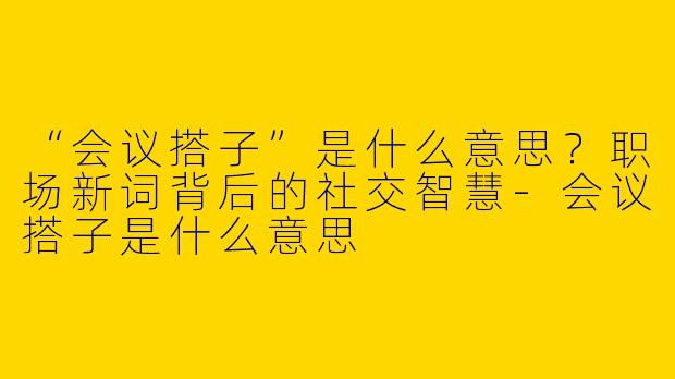 “会议搭子”是什么意思？职场新词背后的社交智慧-会议搭子是什么意思