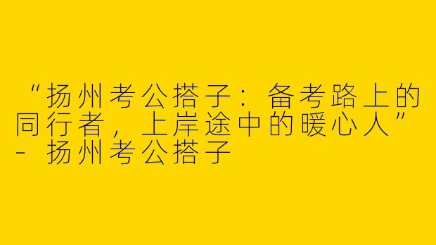 “扬州考公搭子：备考路上的同行者，上岸途中的暖心人”-扬州考公搭子