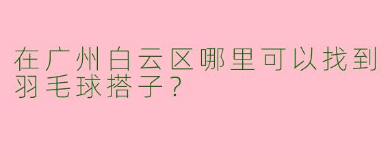 在广州白云区哪里可以找到羽毛球搭子？