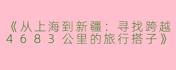 《从上海到新疆：寻找跨越4683公里的旅行搭子》