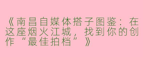 《南昌自媒体搭子图鉴：在这座烟火江城，找到你的创作“最佳拍档”》