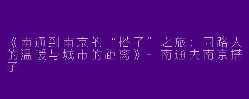 《南通到南京的“搭子”之旅：同路人的温暖与城市的距离》-南通去南京搭子