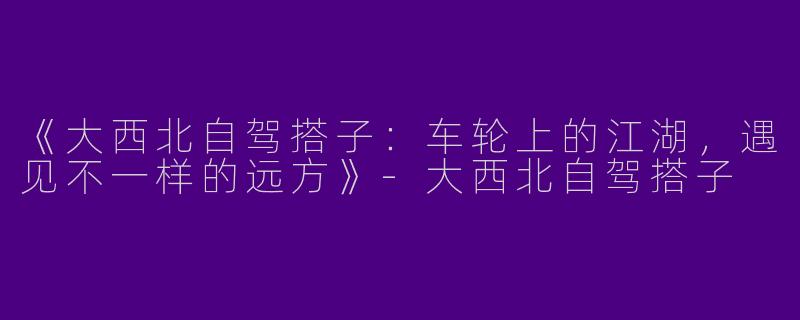 《大西北自驾搭子：车轮上的江湖，遇见不一样的远方》-大西北自驾搭子