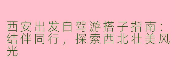西安出发自驾游搭子指南：结伴同行，探索西北壮美风光