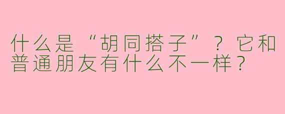 什么是“胡同搭子”？它和普通朋友有什么不一样？