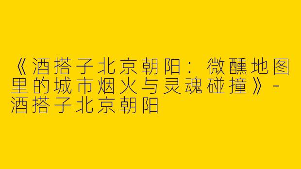 《酒搭子北京朝阳：微醺地图里的城市烟火与灵魂碰撞》-酒搭子北京朝阳
