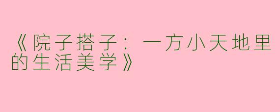 《院子搭子：一方小天地里的生活美学》