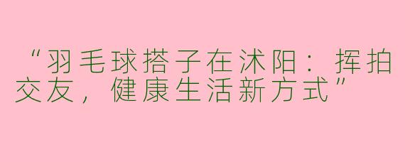 “羽毛球搭子在沭阳：挥拍交友，健康生活新方式”