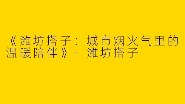 《潍坊搭子：城市烟火气里的温暖陪伴》-潍坊搭子