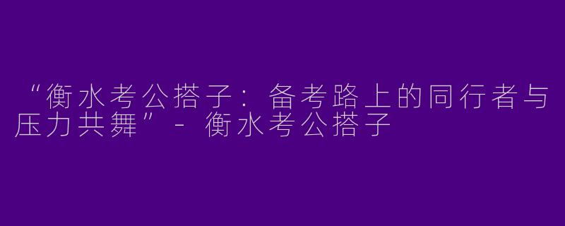 “衡水考公搭子：备考路上的同行者与压力共舞”-衡水考公搭子