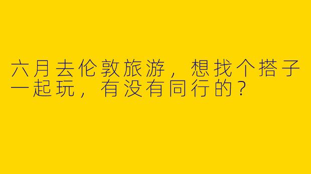 六月去伦敦旅游，想找个搭子一起玩，有没有同行的？