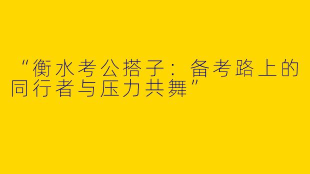 “衡水考公搭子：备考路上的同行者与压力共舞”