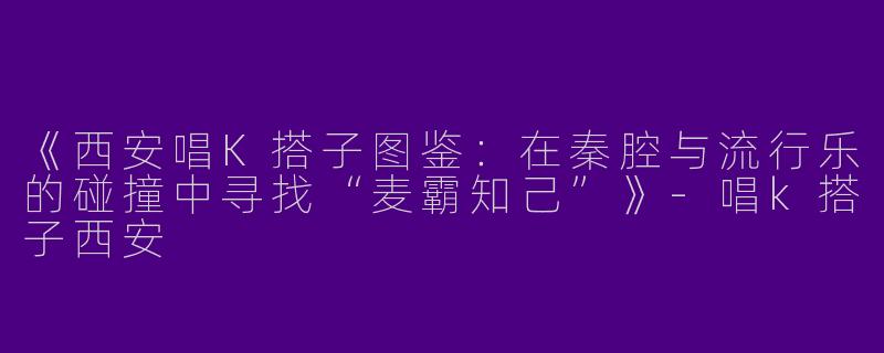 《西安唱K搭子图鉴：在秦腔与流行乐的碰撞中寻找“麦霸知己”》-唱k搭子西安