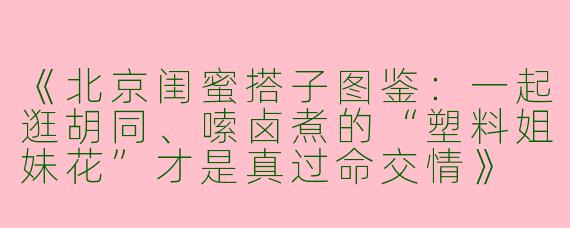 《北京闺蜜搭子图鉴：一起逛胡同、嗦卤煮的“塑料姐妹花”才是真过命交情》