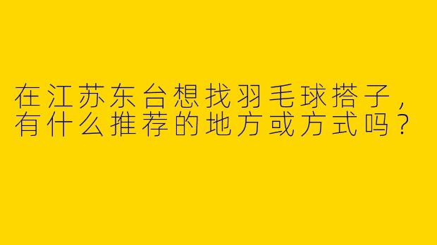 在江苏东台想找羽毛球搭子，有什么推荐的地方或方式吗？