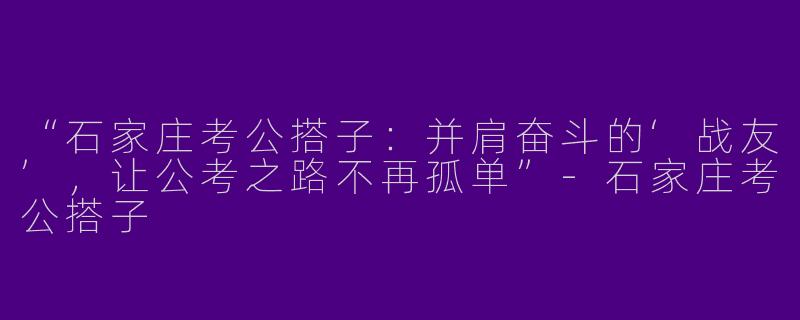“石家庄考公搭子：并肩奋斗的‘战友’，让公考之路不再孤单”-石家庄考公搭子