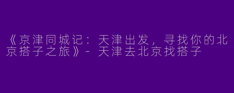 《京津同城记：天津出发，寻找你的北京搭子之旅》-天津去北京找搭子