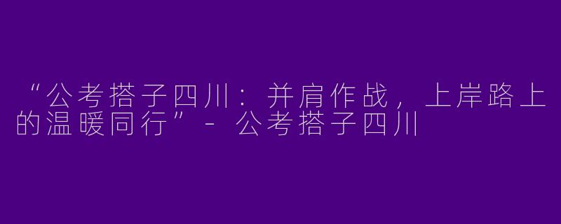 “公考搭子四川：并肩作战，上岸路上的温暖同行”-公考搭子四川