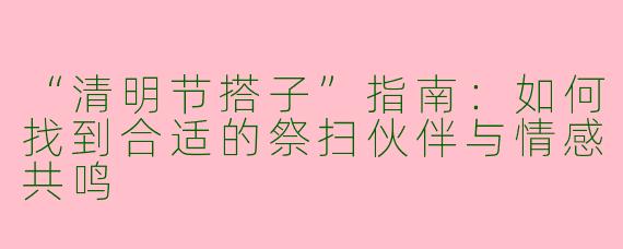 “清明节搭子”指南：如何找到合适的祭扫伙伴与情感共鸣