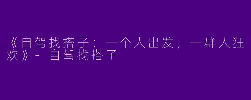 《自驾找搭子：一个人出发，一群人狂欢》-自驾找搭子
