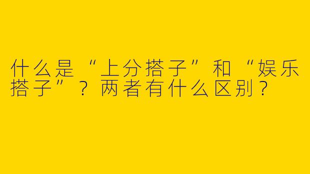 什么是“上分搭子”和“娱乐搭子”？两者有什么区别？