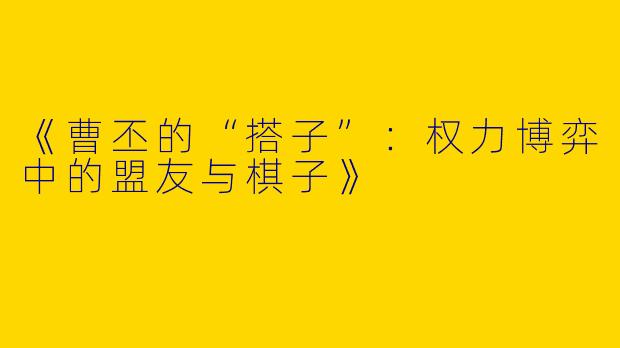 《曹丕的“搭子”：权力博弈中的盟友与棋子》
