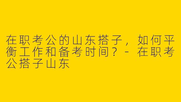 在职考公的山东搭子，如何平衡工作和备考时间？-在职考公搭子山东