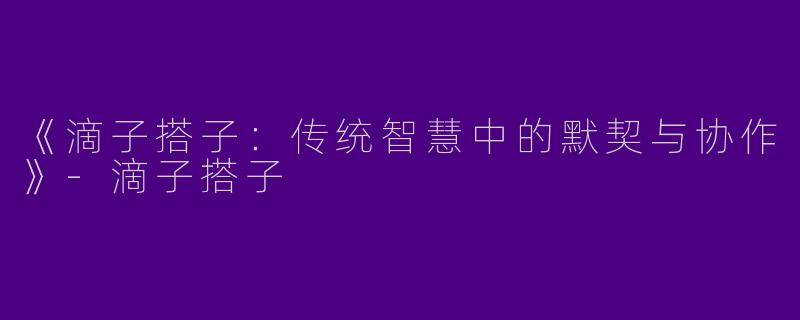 《滴子搭子：传统智慧中的默契与协作》-滴子搭子