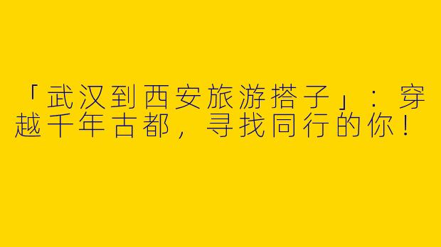 「武汉到西安旅游搭子」：穿越千年古都，寻找同行的你！