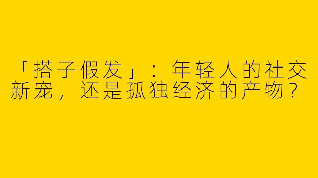 「搭子假发」：年轻人的社交新宠，还是孤独经济的产物？