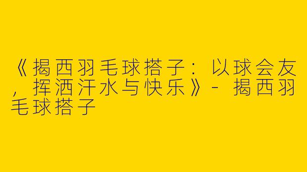 《揭西羽毛球搭子：以球会友，挥洒汗水与快乐》-揭西羽毛球搭子