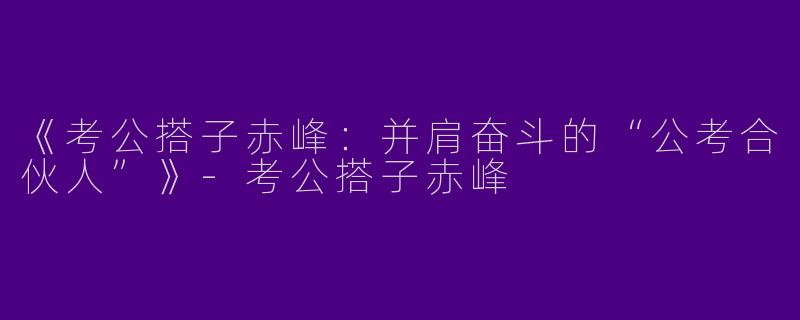 《考公搭子赤峰：并肩奋斗的“公考合伙人”》-考公搭子赤峰
